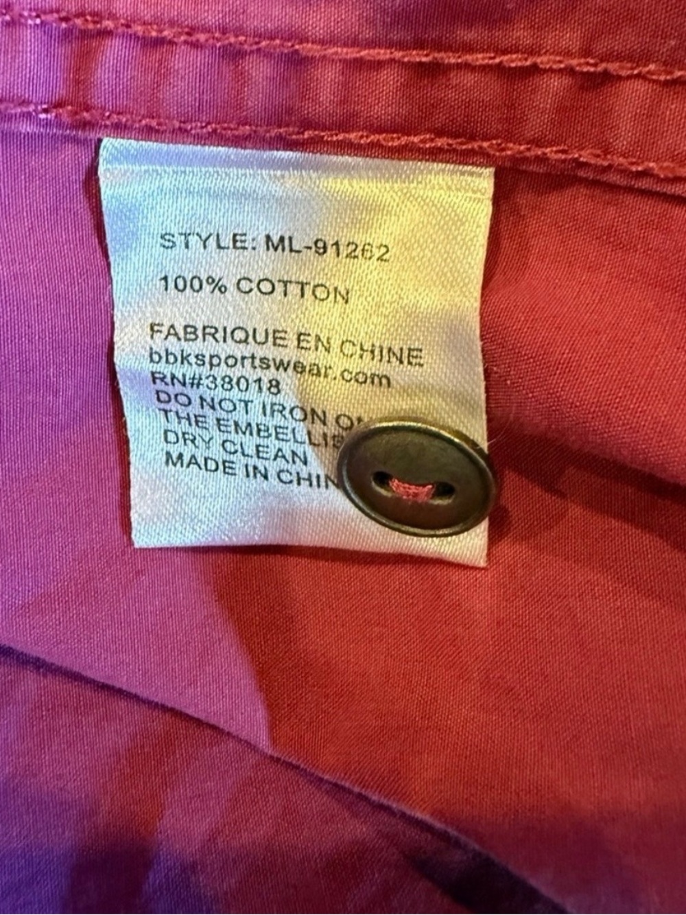 Embroidered Toku Magenta Button-Up Shirt - Picture 8 of 12